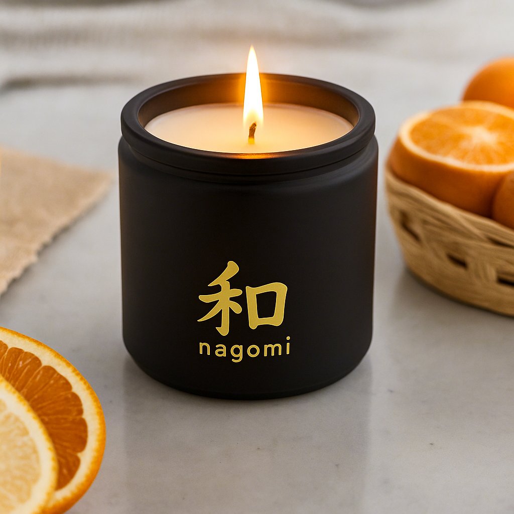 12 oz. Mikan Dreams scented candle by Nagomi Candles.