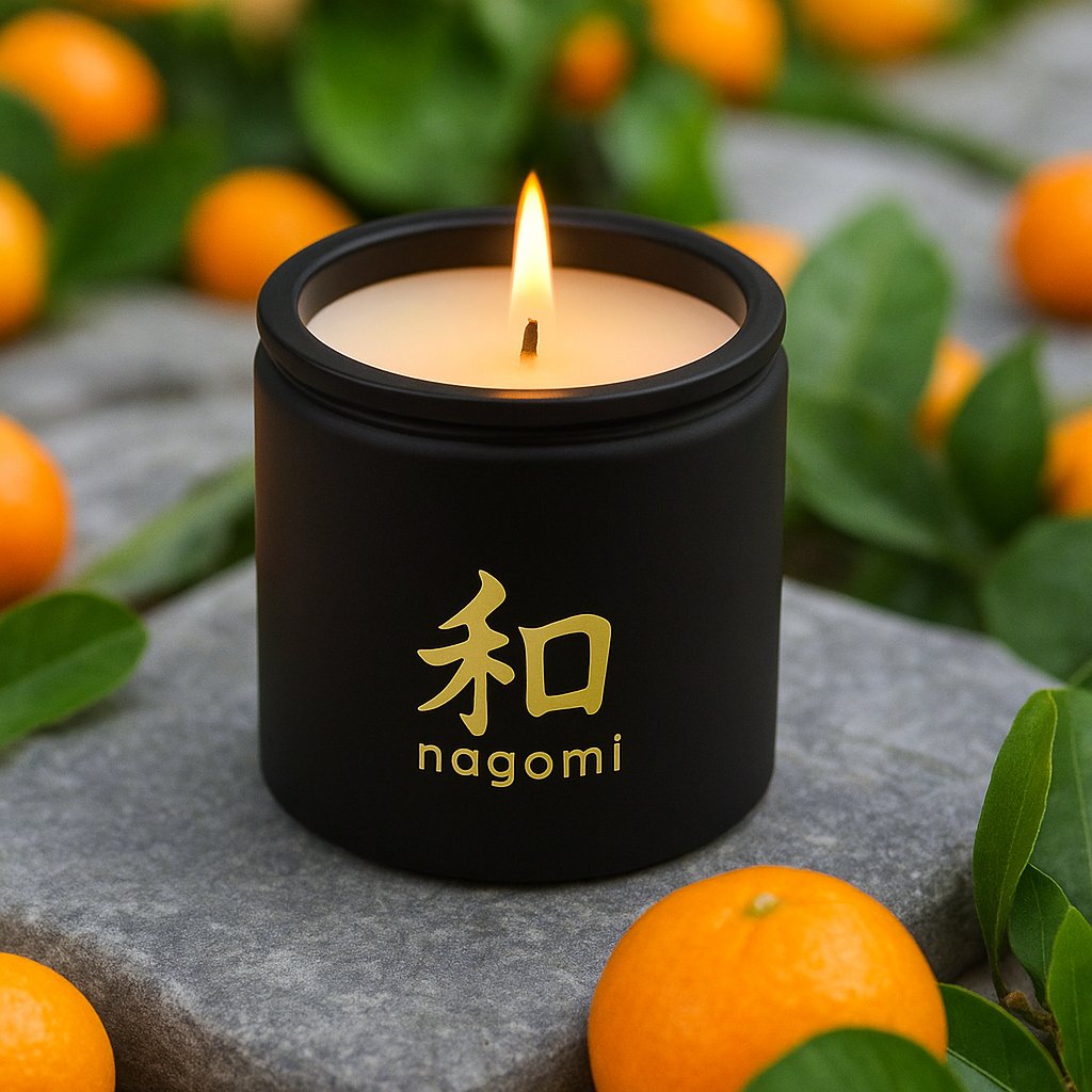 8 oz. Mikan Dreams scented candle by Nagomi Candles.