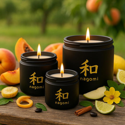 3 Peach Serenity luxury scented candles by Nagomi Candles